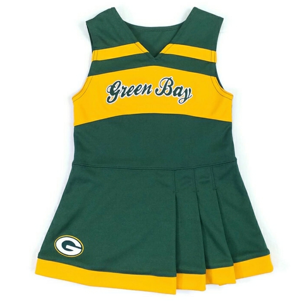 Green Bay Packers Dark Green Gold Sleeveless Cheerleader Dress Toddler Girls 3T